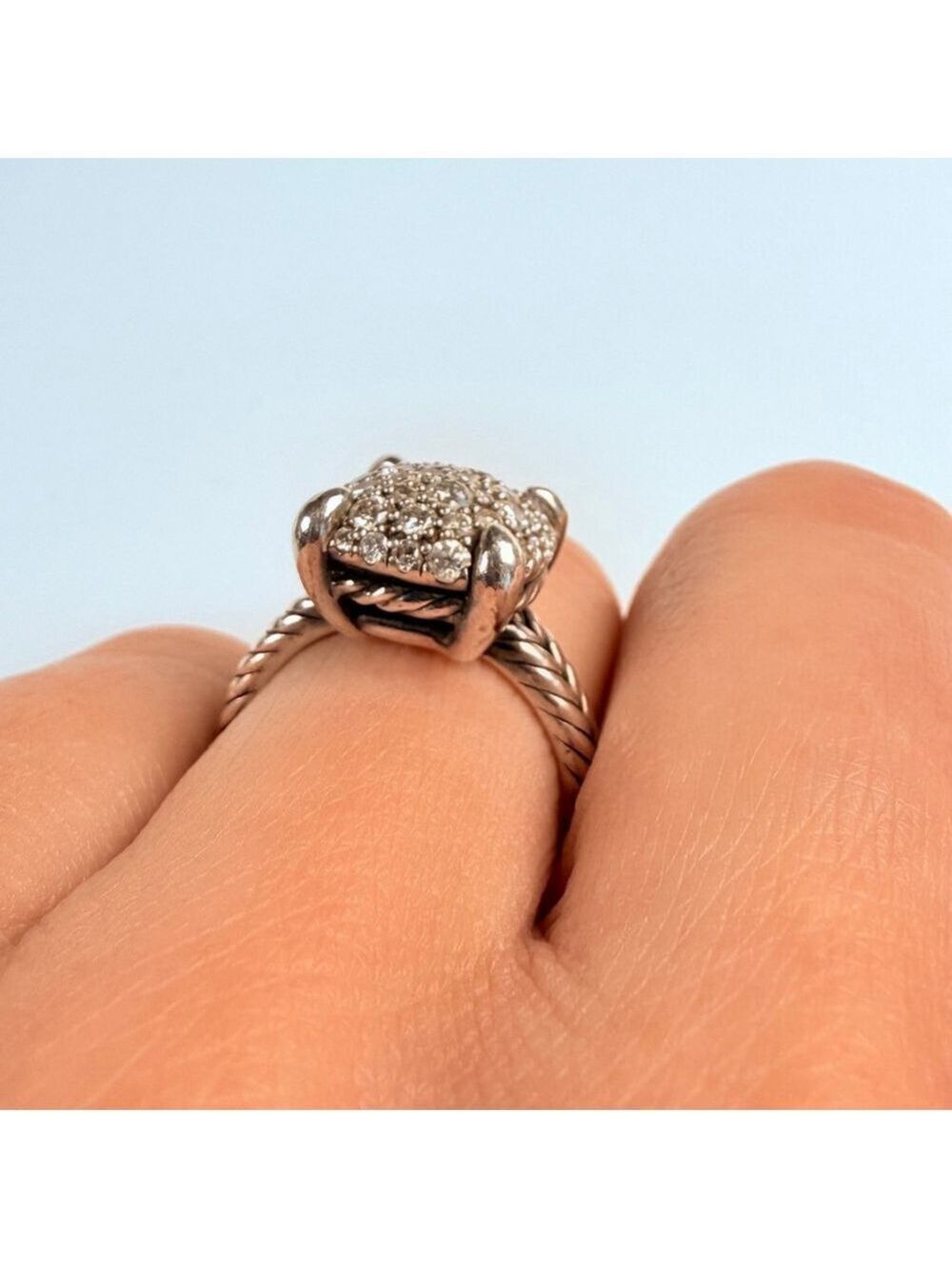 Authentic David Yurman Pave Diamond Chatelaine 925 Sterling Silver Ring $2300 - Picture 10 of 13